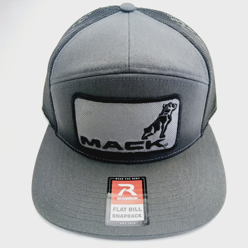 Gray And Black Mack Truck Patch  Mesh Snapback Cap